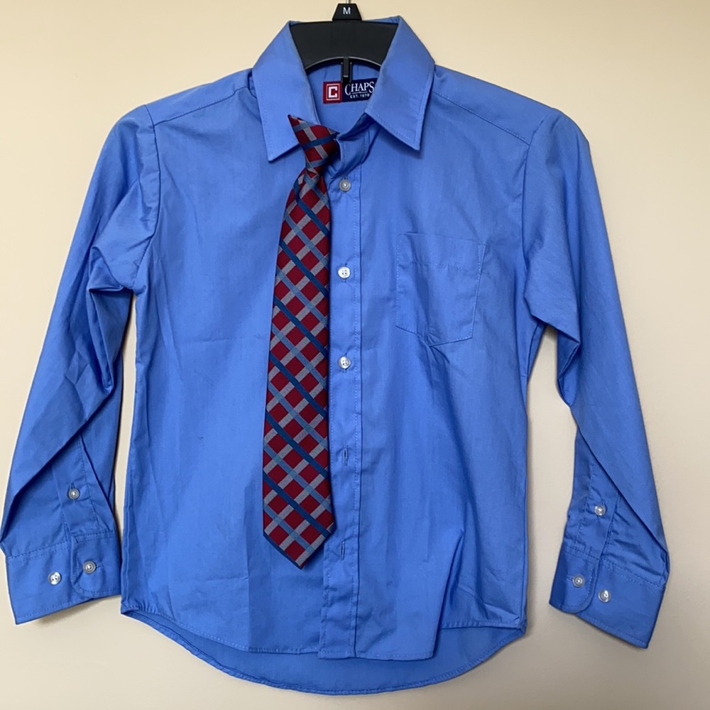 🔹Chaps dress shirt and tie EUC boys SZ 8